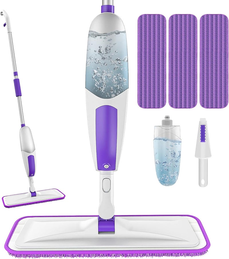 SEVENMAX Microfiber Spray Mops for Floor Cleaning - Dry Wet Floor Mop with Sprayer 3 Washable Pads fit Swiffer Powermop for Hardwood Laminate Tile Wood Vinyl Ceramic Home Kitchen Cleaning - Image 1